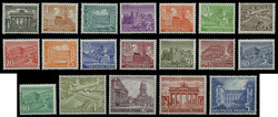 Bauten 1949, postfrischer Kabinettsatz, die Hauptwerte 60 Pf., 1 - 5 ...